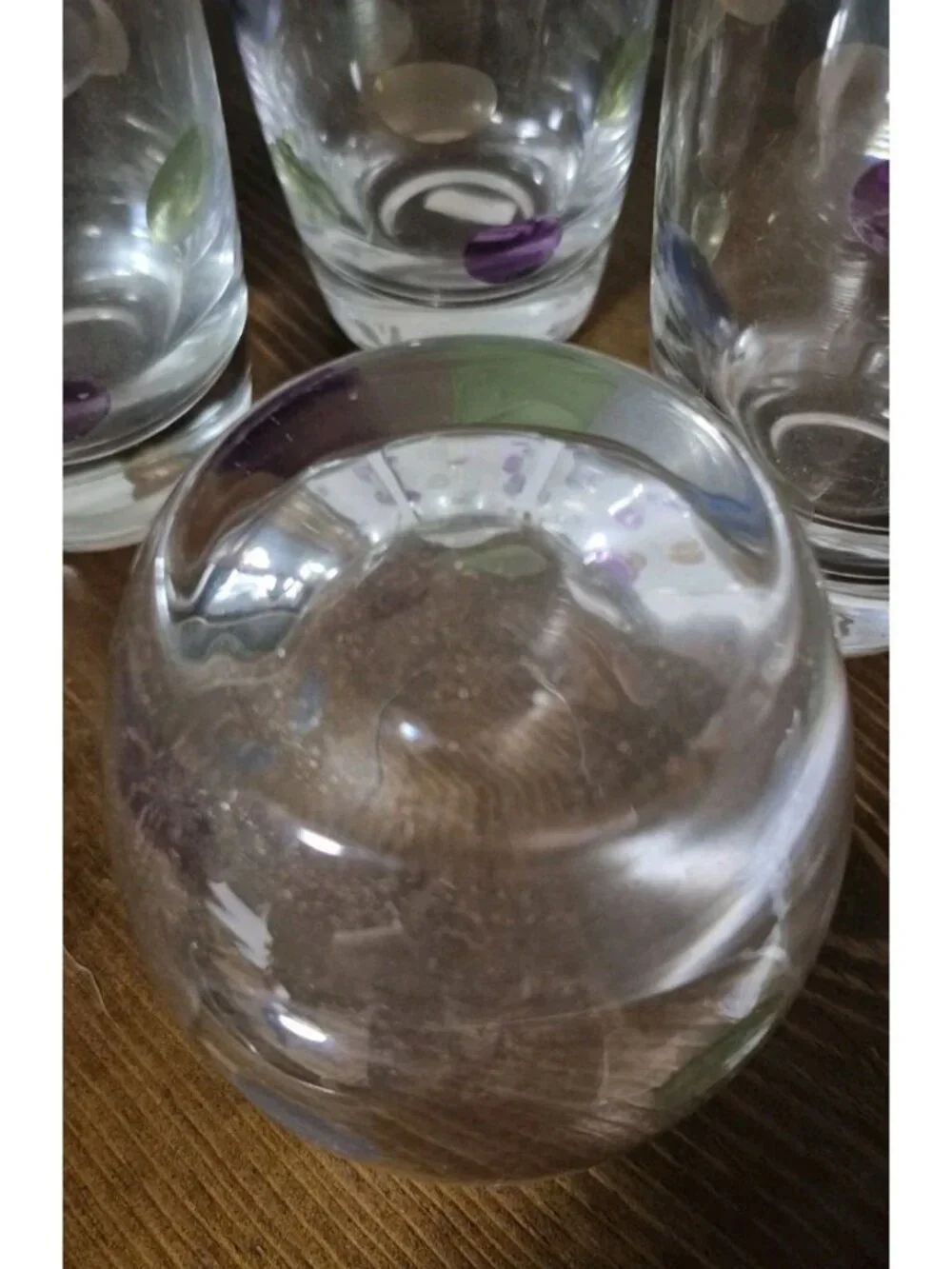 Vintage (4) Block Cabaret Double OLD FASHIONED GLASSES w/Colored Bubbles